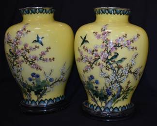 Pair of Antique Japanese Cloisonne Vases