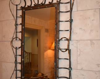 Wrought Iron, Cable, & Copper Custom Entry Mirror