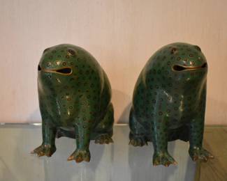Rare Chinese Cloisonné Frogs