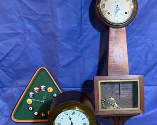 Trio of clocks in differing styles in as-is condition. Perfect for the tinkerer!