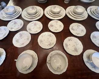 $995 - Beautiful large collection of Annette by Haviland China.  Description: New York, Pink & Blue Flowers, Scalloped
