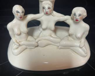 $995 - Jill Ruhlman pottery.  Beautiful hand-crafted candle holder with three muses.  One of a kind.