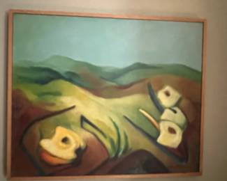 $45,000 pair - beautiful pair of Ilsa Monteiro landscapes by the renowned Brazilian folk painter. Ilsa Monteiro's institutional track records includes MARGS, Bienal do Mercosul, and inclusion in the collection of the Museu de Arte Moderna de São Paulo.