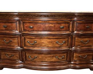 Marble Top Nine Drawer Dresser By A.R.T