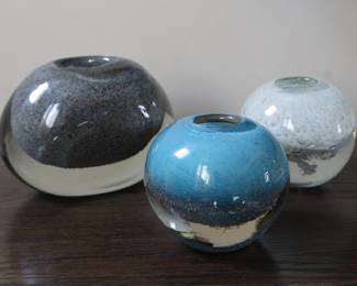 3 Art Glass Bubble Vases