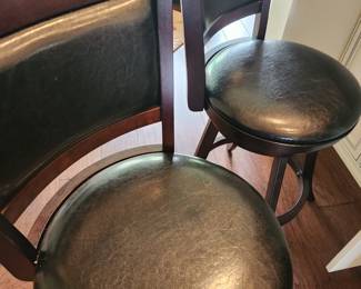Three Leather Seat Bar Chairs. 