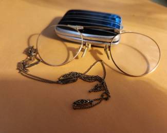 Antique Foldable Eye Glasses in Case. 