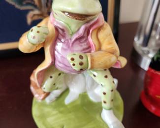 Vintage Schmid Beatrix Potter 'Mr. Jeremy Fisher Music Box' Figurine.  Circa 1970's. 