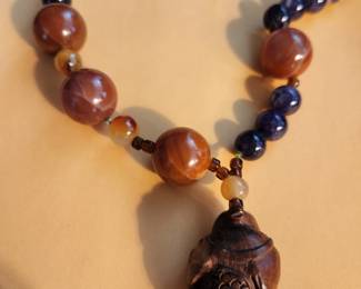Joseph Bartlow - Amber, etc. and Carved Wood Figure. 