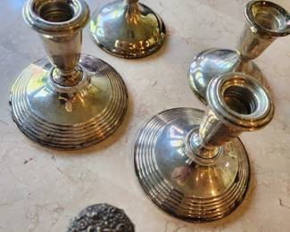 Sterling Silver Candleholders and Sterling 