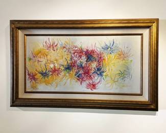 MARGE SINGER Mid-Century Floral oil on canvas bid #22
