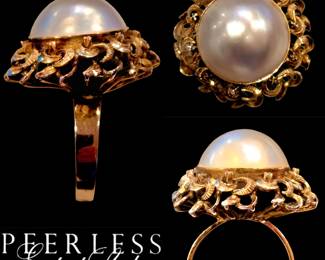 14k Gold and Mabe Pearl Cocktail Ring bid #34