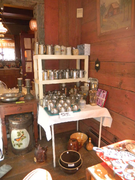 Jefferson cups, pewter mugs, steins, bar items