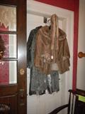 Furs: two vintage Persian lamb 3/4 coats, one mink stole, and jacket.