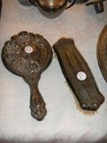 sterling silver hand mirror and clothes brush