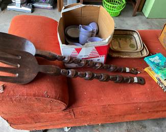Garage - orange long divan type chair with miscellaneous