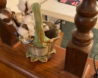 Living room - basket (ceramic) holding cotton bowls