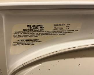 Washer info