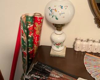 Bedroom - items on dresser + wrapping paper