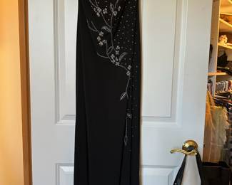 Circa 2000 Rimini Strapless Black Gown with Floral Beading Design – Size 6