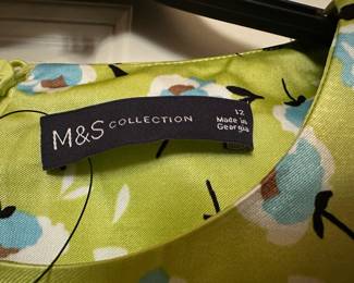 1990d M&S Collection Green, Blue & White Floral Maxi Dress – Size 12
