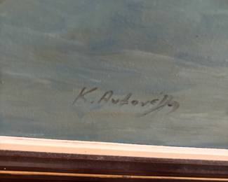 Village Scene Oil Painting Signed K. Avtevelloy