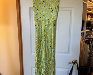 1990d M&S Collection Green, Blue & White Floral Maxi Dress – Size 12