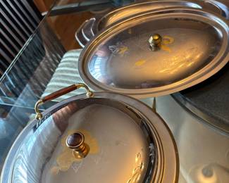 Inox Oro 18/10 Steel 24K Roses Serving Dishes