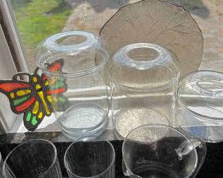 Set of 3 - 1970s Round Glass Kitchen Containers