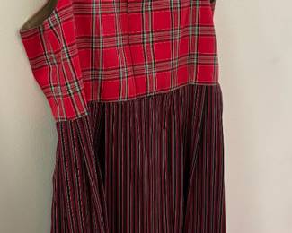 Red Plaid & Striped Norwegian Style Dress