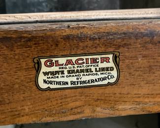 Circa 1920 Glacier White Enamel Lined Ice Box