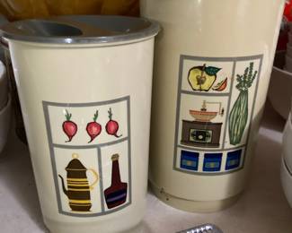 Pair of Circa 1960s Kitchen Themed Canisters