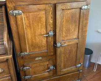 Circa 1920 Glacier White Enamel Lined Ice Box