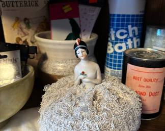 Art Deco Porcelain Doll Pin Cushion 