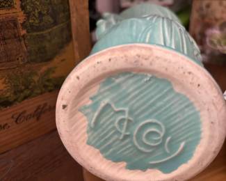 McCoy Pottery Turquoise Bird of Paradise Vase