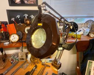 1960s Brown Swing Arm Magnifying Lamp