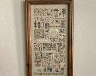 Framed Drawn Thread "Random Thoughts" Cross Stitch 