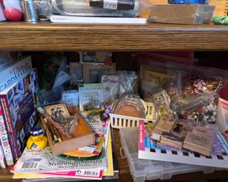 Assortment of Crafting Books, Rubber Stamps