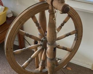 Antique Wood Spinning Wheel