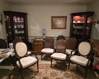 Gorgeous chairs, Pennsylvania House lighted cabinets, desk, rug and more.