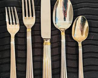 60 pc Christofle ARIA Silver plated flatware (12 five piece place settings) and serving pieces