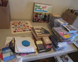 CDs, cassettes, VHS tapes one room full