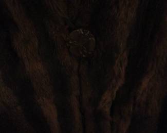 Mink coat with bakelite large button