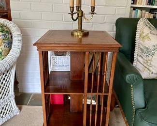 Revolving Bookcase and Bouillotte style lamp