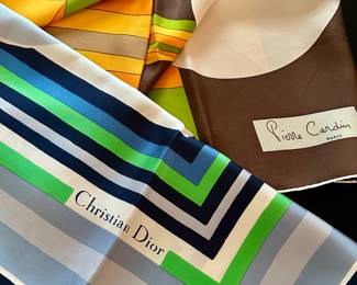 Christian Dior, Pierre Cardin silk scarves