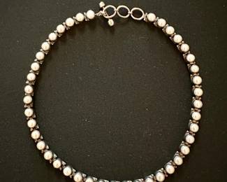 Acleoni silver and pearl choker