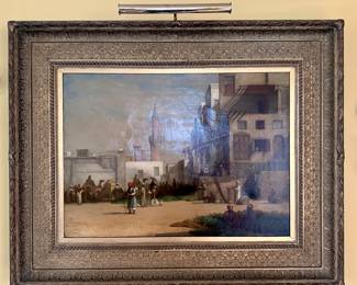 Large Orientalist Oil Painting by James Bertrand; dated 1878. Approx 34 1/2 x 25 1/2 unframed