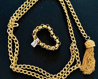 Vintage fashion jewelry, including Ferragamo bracelet