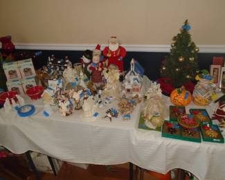 Tables full of Christmas decorations