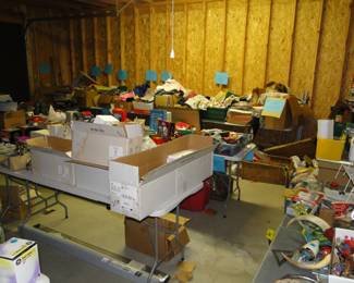 From electronics, to lighting, to fabric to cross-stitching to run hooking supplies, the garage has it all